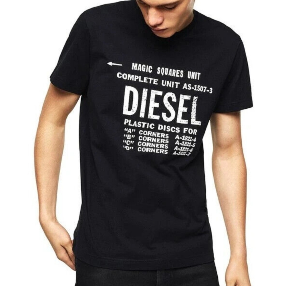 DIESEL T-Diego Graphic Shortsleeve Black T-Shirt. Men's Size: XL. (NWOT)